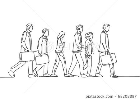 One continuous line drawing of group urban male... - Stock Illustration ...