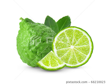 bergamot or kaffir  on white background 68210023