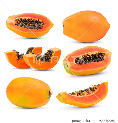 set of papaya on white background 68210060