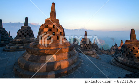Dawn of Borobudur ruins Dawn of Borobudur ruins 68211369