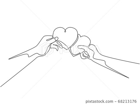 One Single Line Drawing of Young Male and Female Couple Enjoying a