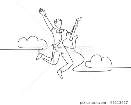 Single Line Drawing Of Young Energetic Stock Illustration 68213437 Pixta