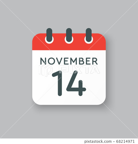 Calendar icon day 14 November, template icon day 68214971