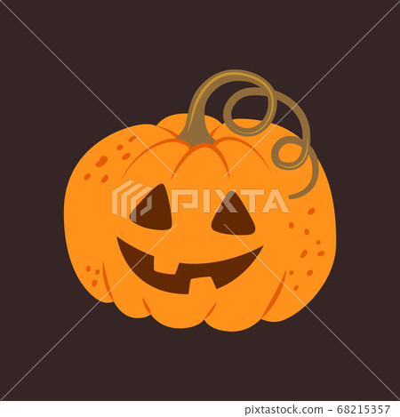 Halloween pumpkin with funny face on dark background. Hand drawn vector Halloween pumpkin with funny face on dark background. Hand drawn vector 68215357