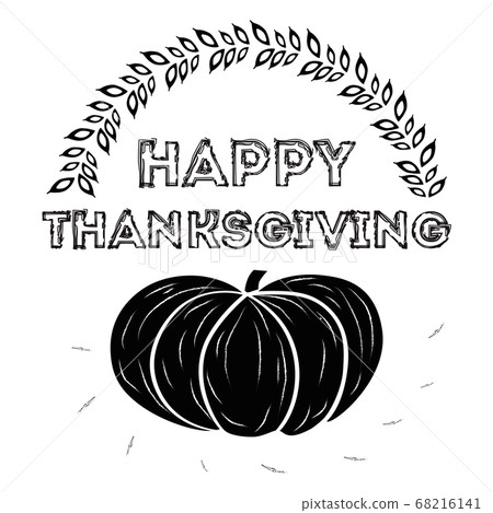 Vector hand drawn black pampkin and thanksgiving 68216141