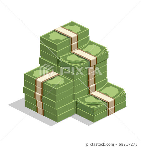Many banknotes stack on top of each other.isolated  68217273