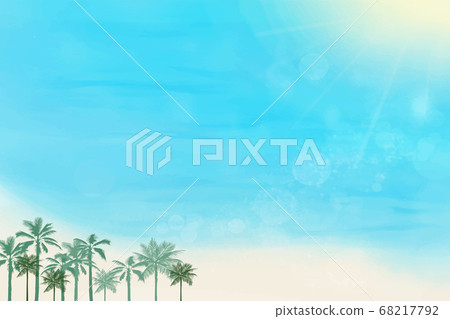 陽光在蔚藍的大海和棕櫚樹 陽光在蔚藍的大海和棕櫚樹 68217792