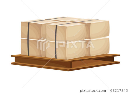 Recycling of Paper with Piles of Old and Waste Paper on Pallet Vector Illustration 68217843