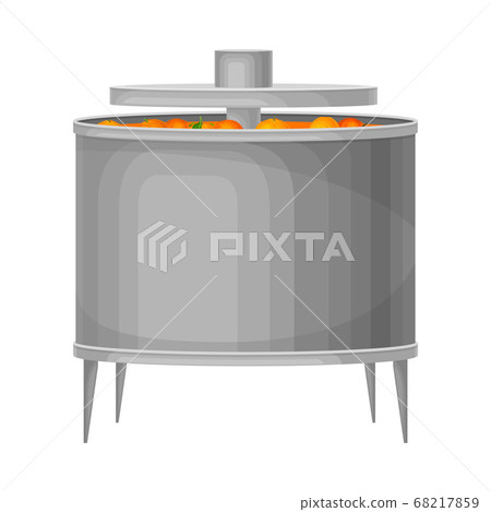 Metal Tank with Oranges as Extraction Stage for Juice Production Vector Illustration Metal Tank with Oranges as Extraction Stage for Juice Production Vector Illustration 68217859