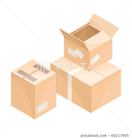 Carton Boxes as Containers for Delivery Goods Vector Isometric Illustration Carton Boxes as Containers for Delivery Goods Vector Isometric Illustration 68217905