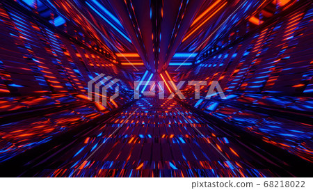 Futuristic Edgy Multi colored 3d Tunnel 4k uhd 3d illustration background 68218022