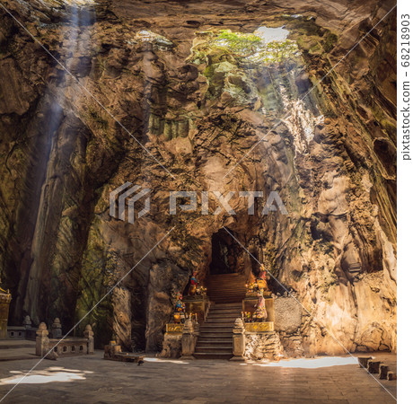 Huyen Khong Cave with shrines, Marble mountains, Vietnam 68218903