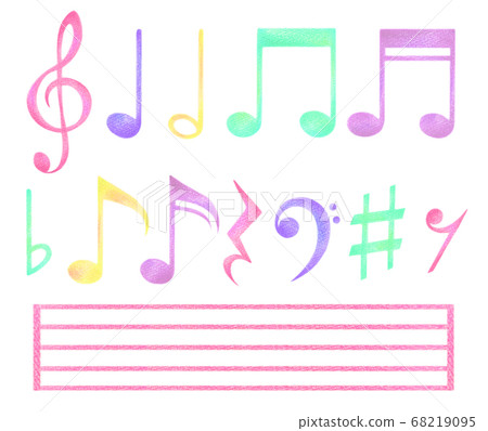 Color pencil hand-painted musical note set [colorful] 68219095