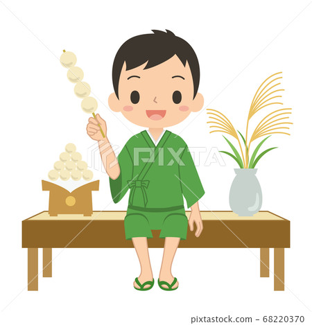 Boy holding a dumpling illustration vector 68220370