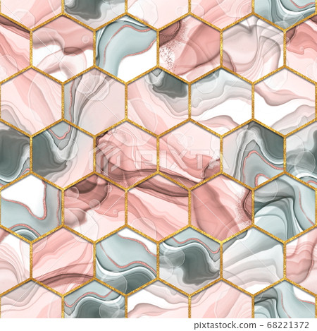 Hexagon seamless texture. Abstract gray and red background Hexagon seamless texture. Abstract gray and red background 68221372
