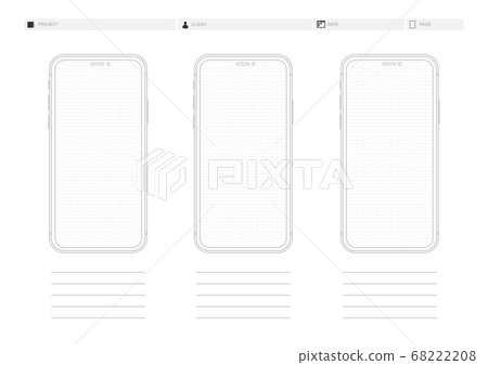 Mobile Phone Wireframe Dotted App Mockup Template Mobile Phone Wireframe Dotted App Mockup Template 68222208