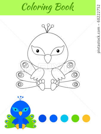 Coloring page little sitting baby peacock. 68222752