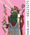 Tin robot toy illustration 68223275