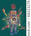 Tin robot toy illustration 68223276