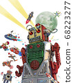 Tin robot toy illustration 68223277