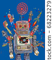 Tin robot toy illustration 68223279