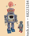 Tin robot toy illustration 68223284