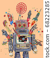 Tin robot toy illustration 68223285
