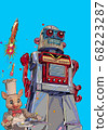 Tin robot toy illustration 68223287