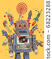 Tin robot toy illustration 68223288
