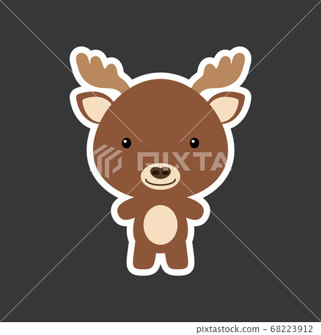 Cute Funny Baby Moose Sticker Woodland Adorable Stock Illustration