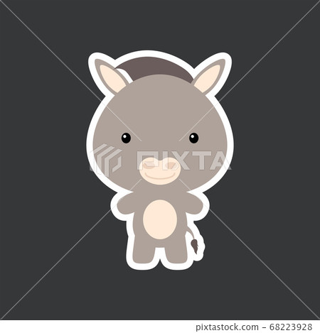 Cute funny baby donkey sticker. Domestic adorable Cute funny baby donkey sticker. Domestic adorable 68223928