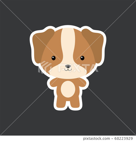 Cute funny baby dog sticker. Domestic adorable 68223929