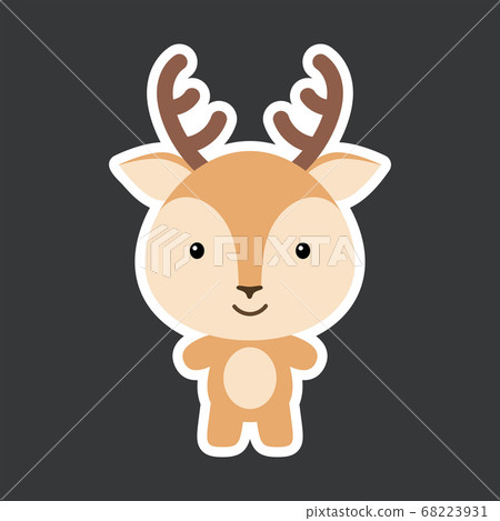 Cute funny baby deer sticker. Woodland adorable 68223931