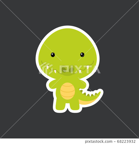 Cute funny baby crocodile sticker. Adorable animal Cute funny baby crocodile sticker. Adorable animal 68223932