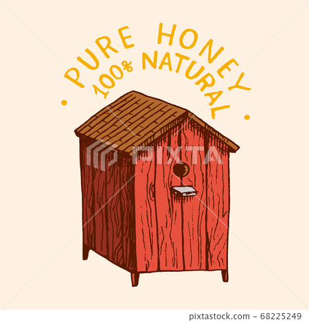 Honey and bees. Honeycombs and hive and apiary. Vintage logo for typography, shop or signboards Honey and bees. Honeycombs and hive and apiary. Vintage logo for typography, shop or signboards 68225249