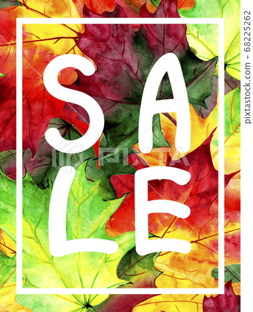 Poster designs with watercolor maple leaves. Autumn design templates. The phrase is autumn sale. Hand drawn style. Illustration Poster designs with watercolor maple leaves. Autumn design templates. The phrase is autumn sale. Hand drawn style. Illustration 68225262