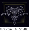 Horned dotted bird scull with geometric details 68225406
