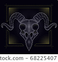 Horned dotted bird scull with geometric details 68225407