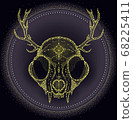 Starry dotted animal cat scull with antlers 68225411