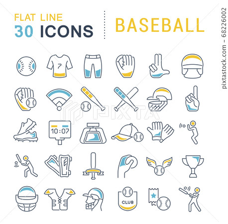 Set Vector Line Icons of Baseball. Set Vector Line Icons of Baseball. 68226002