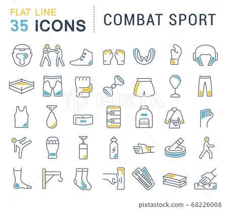 Set Vector Line Icons of Combat Sport. Set Vector Line Icons of Combat Sport. 68226008