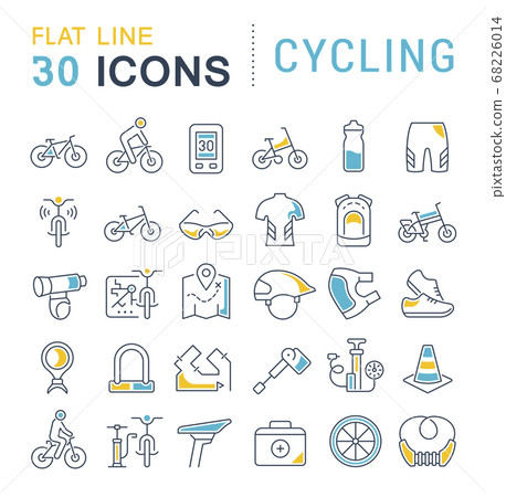 Set Vector Line Icons of Cycling. Set Vector Line Icons of Cycling. 68226014