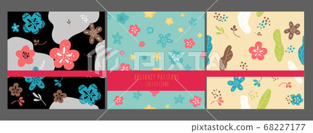 Seamless vector doodle floral pattern, spring summer backdrop. set Hand drawn surface pattern design with flowers . Seamless texture can be used for wallpapers, pattern fills, surface textures. 68227177