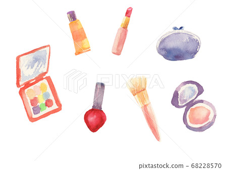 Illustration set of cosmetics drawn by watercolor 68228570
