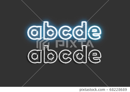 Decorative a b c d e letters, neon font mockup Decorative a b c d e letters, neon font mockup 68228689