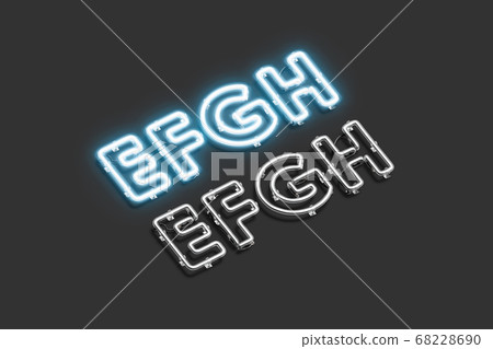 Decorative E F G H letters, neon font mock up Decorative E F G H letters, neon font mock up 68228690