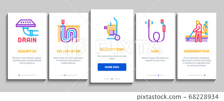 Drain Cleaning Service Onboarding Elements Icons Set Vector Drain Cleaning Service Onboarding Elements Icons Set Vector 68228934