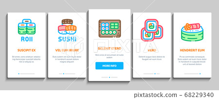 Sushi Roll Asian Dish Onboarding Elements Icons Set Vector Sushi Roll Asian Dish Onboarding Elements Icons Set Vector 68229340