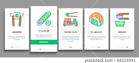 Sushi Roll Asian Dish Onboarding Elements Icons Set Vector Sushi Roll Asian Dish Onboarding Elements Icons Set Vector 68229341