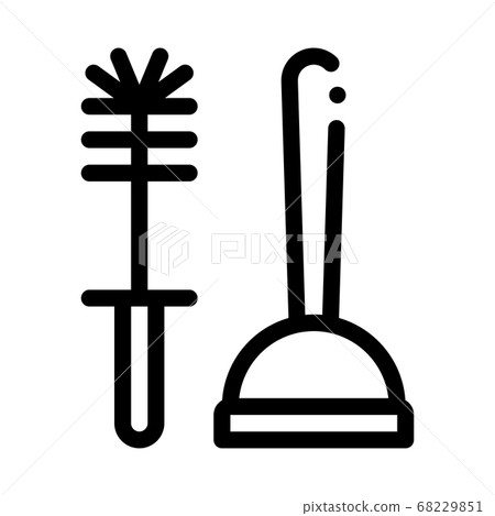 cup plunger and brush icon vector outline illustration cup plunger and brush icon vector outline illustration 68229851
